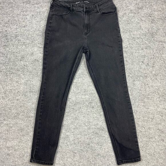 Old Navy jeans womens 12 28/27 skinny highrise black biker emo goth y2k Stretch - Picture 3 of 10